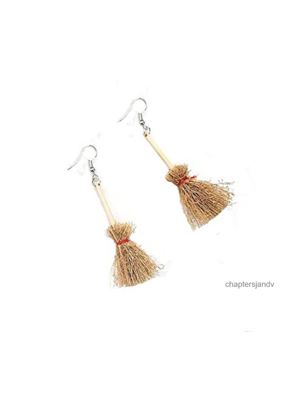 Handmade Straw Broom Dangle Earrings French Wire Women Jewelry
